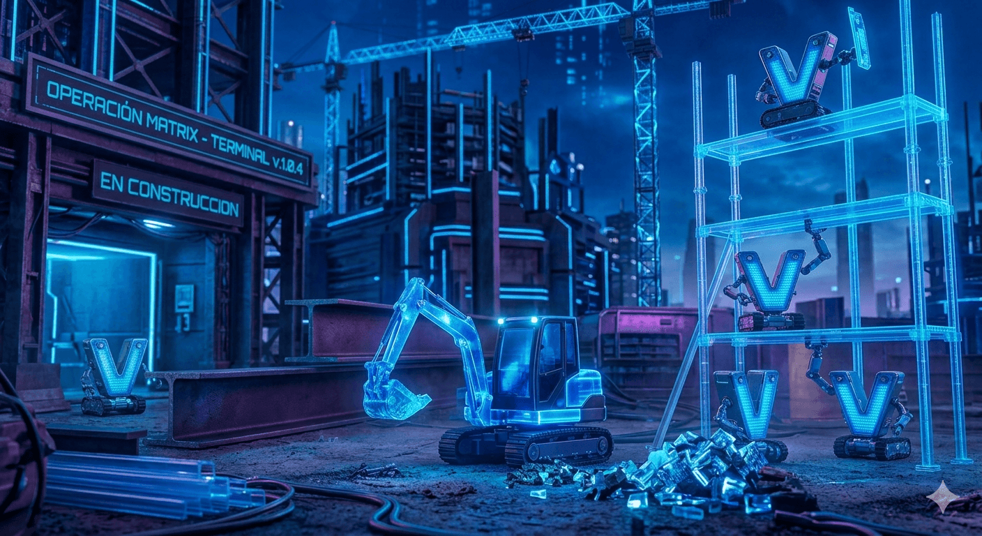 Unidades robot 'v' trabajando en la construcción del sistema